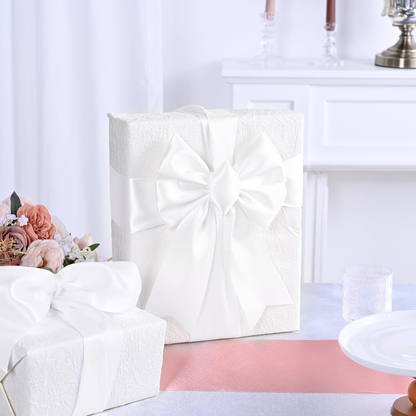 White Satin Ribbon 3 Inch X 15 Yards Solid Color Double Faced Ribbons Perfect for Crafts Wedding Decor Bow Making Arts Sewing and More