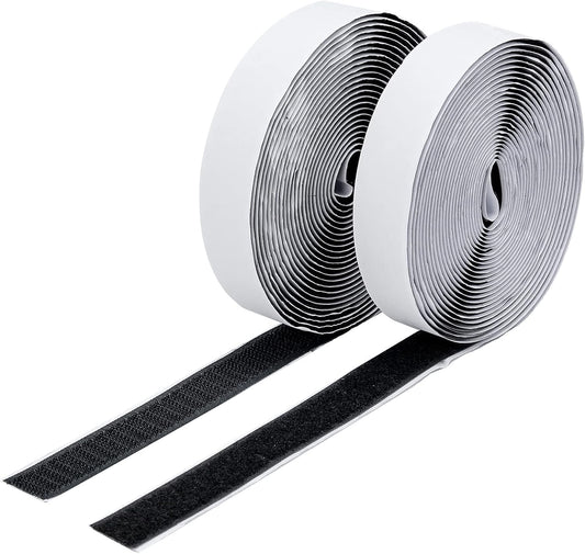 BRAVESHINE Black Industrial-Strength Self Adhesive Hook and Loop Roll - 0.8 Inch 16.5FT Double Sided Hook and Loop Strips Fasteners Tape for Sewing, Pedal Board, Mounting or Hanging Items