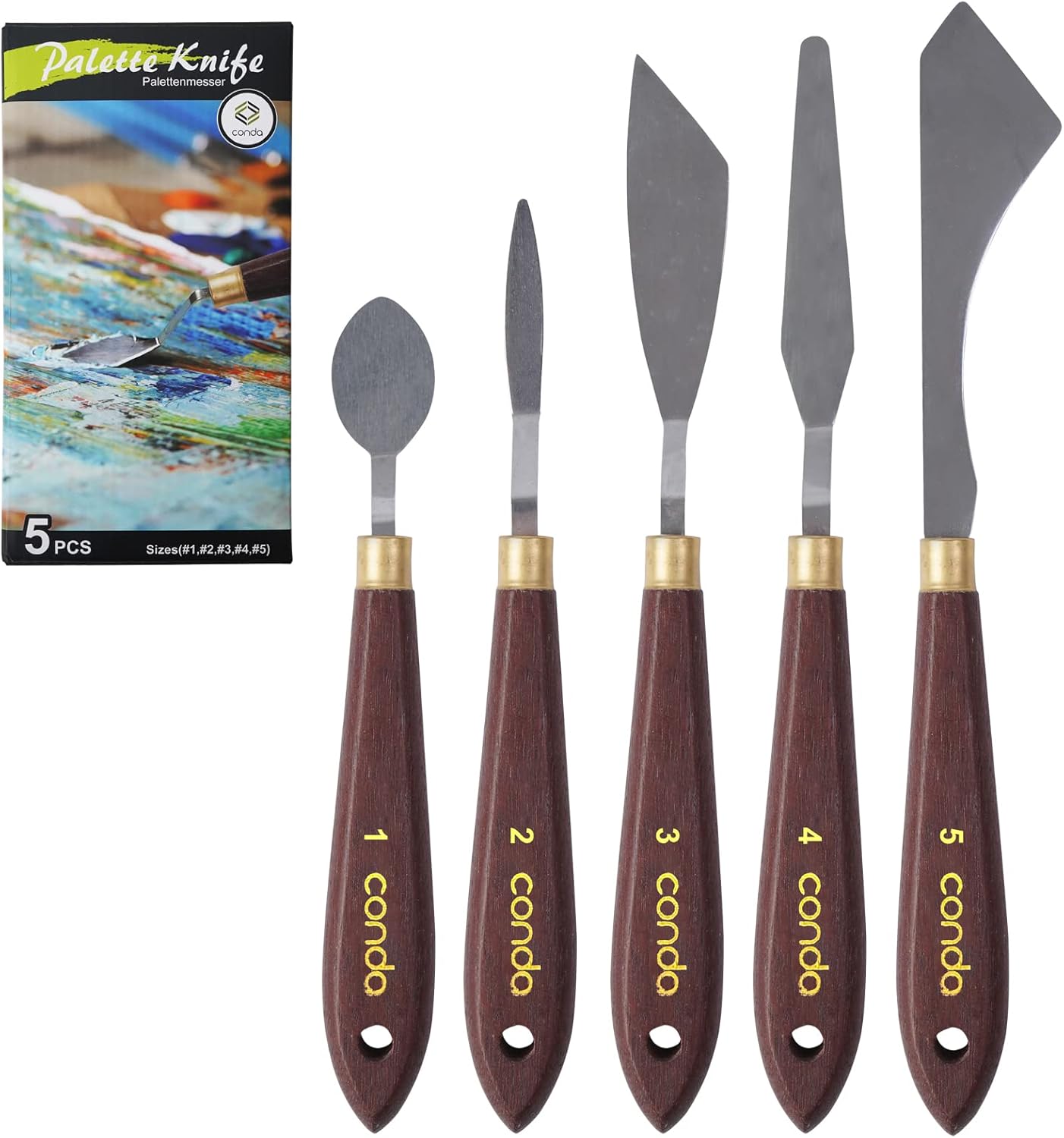 CONDA Palette Knife Painting Stainless Steel Spatula Palette Knife Oil Paint Metal Knives Wood Handle