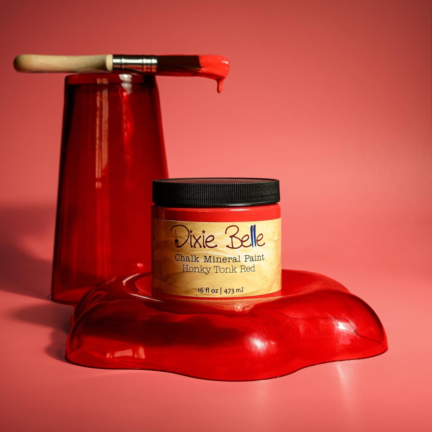 Dixie Belle Paint Company Chalk Finish Furniture Paint - Honky Tonk Red (1 Gallon - 128oz) - Matte True Red Chic Chalk Mineral DIY Furniture Paint