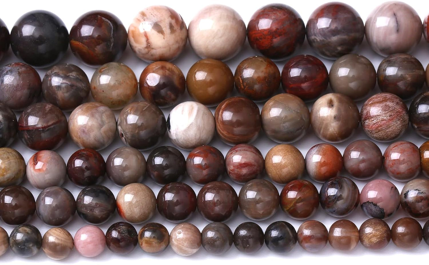 60pcs 6mm Natural Wooden Petrified Jade Agate Gemstone Beads Round Loose Spacer Beads for Jewelry Making DIY Bracelet Necklace 1 Strand 15inch