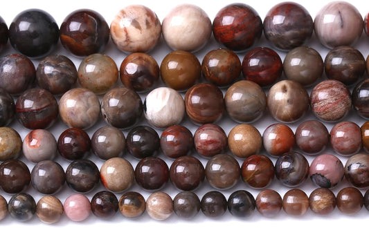 45pcs 8mm Natural Wooden Petrified Jade Agate Gemstone Beads Round Loose Spacer Beads for Jewelry Making DIY Bracelet Necklace 1 Strand 15inch