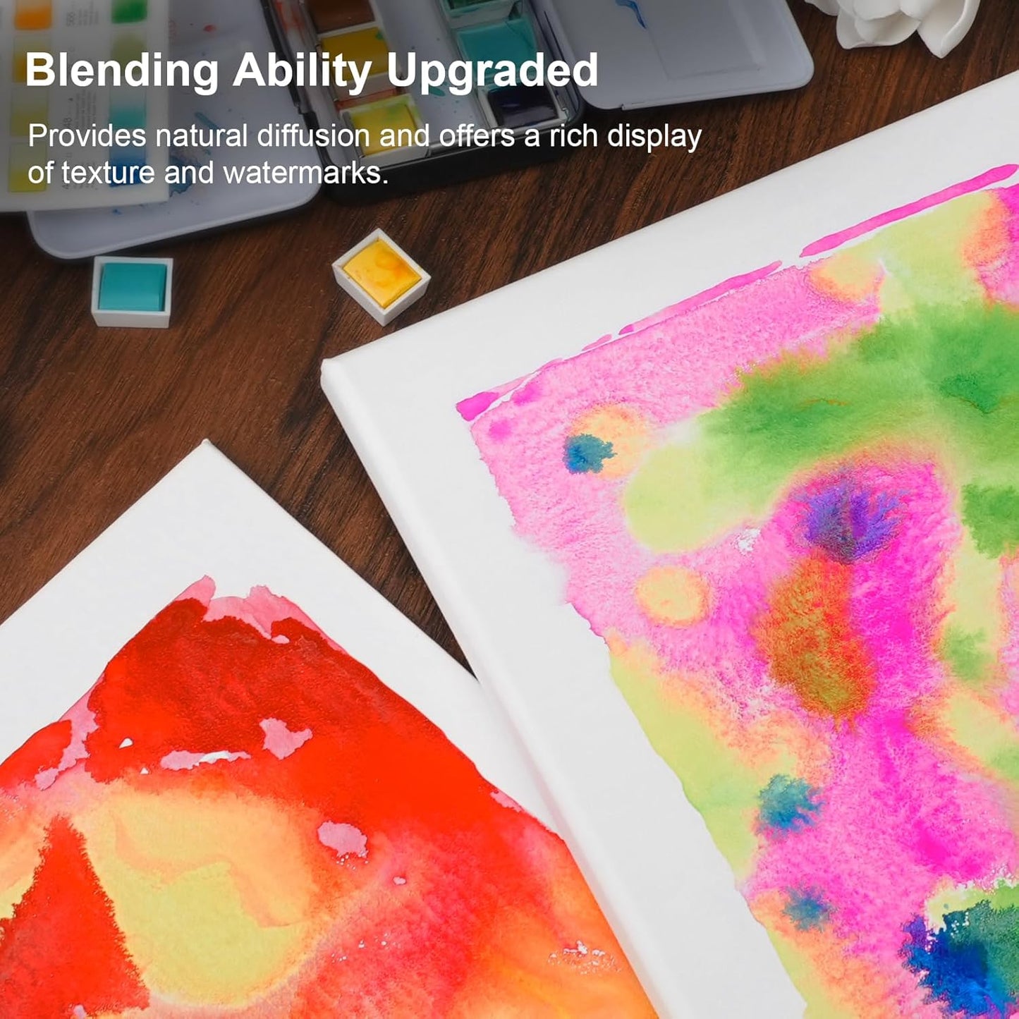 PHOENIX Watercolor Canvas Boards for Painting - 9x12 Inch/6 Pack, 100% Cotton Water Color Canvas Panels, 8 Oz. / 260g White Blank Medium Texture Flat Canvases for Water Based Paints