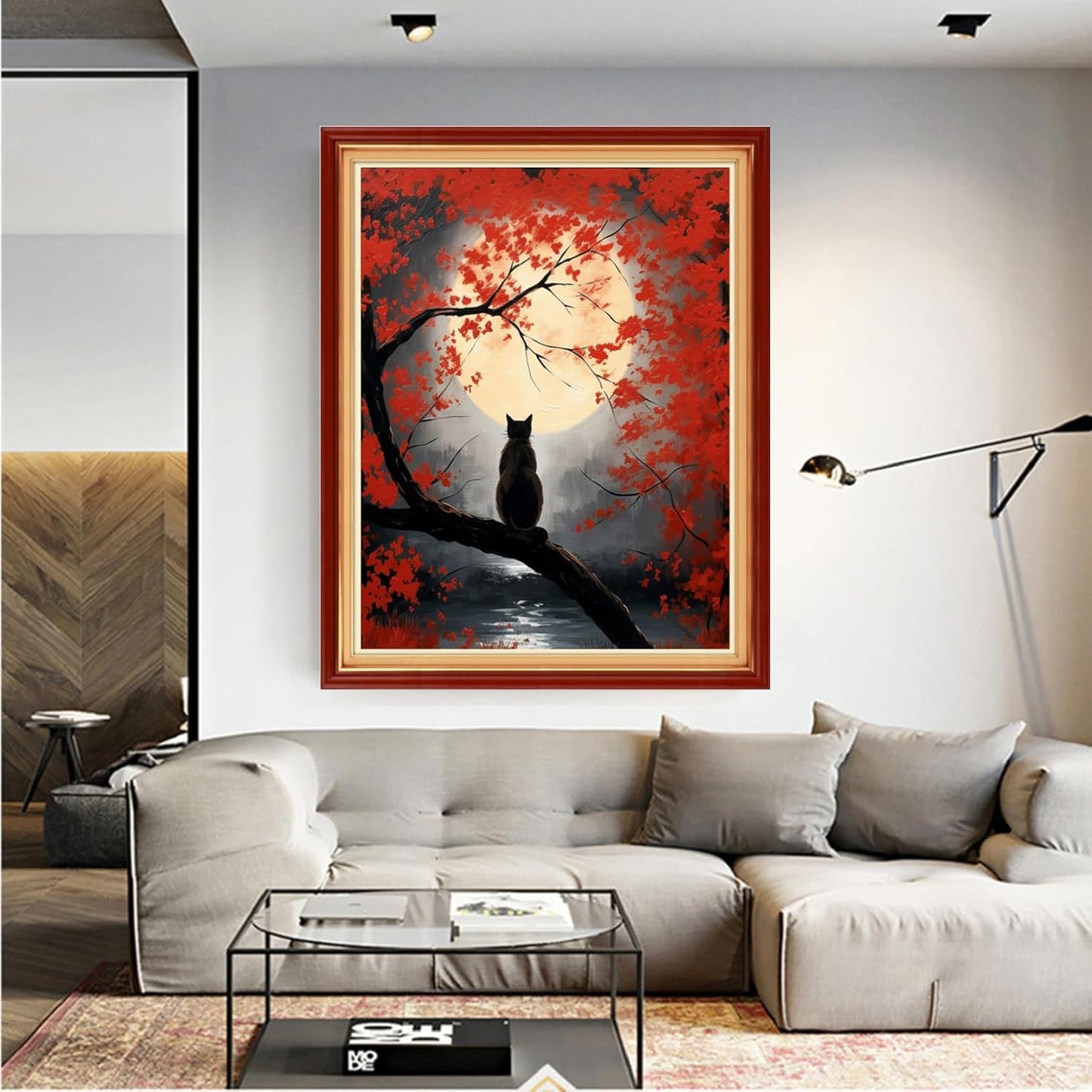 Dooxvey Cross Stitch Kits for Adult Beginners - Full Range of Stamped Kits, Needlepoint & Embroidery Kits - 11CT Cross Stitch Patterns: Cats Admiring The Moon - 16x20 inch