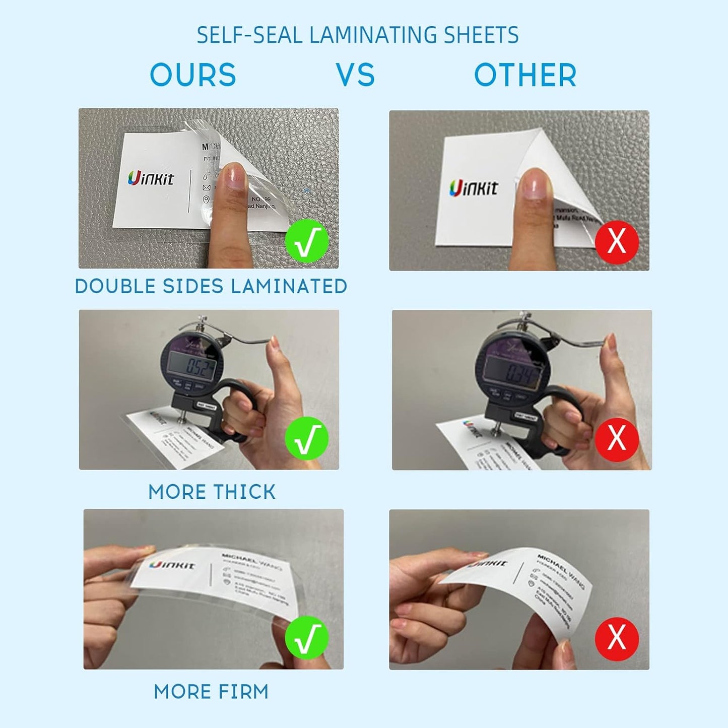 Uinkit 110-Pack Bulk Business Card Laminating Pouches, 10Mil Double-Sided for 2.6x3.9" Cards, Ultimate Volume Solution for Restaurant IDs, School Badges, Event Credentials - No Laminator