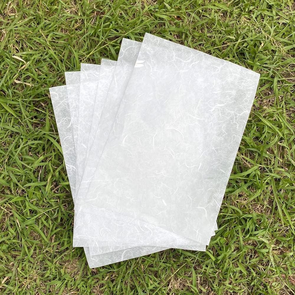 50 Sheets A4 Natural Fiber Mulberry Tree Mulberry Paper Sheets Art Tissue Washi Paper Design Craft Art Origami Suppliers Card Making DIY Crafts (White Color, A4)