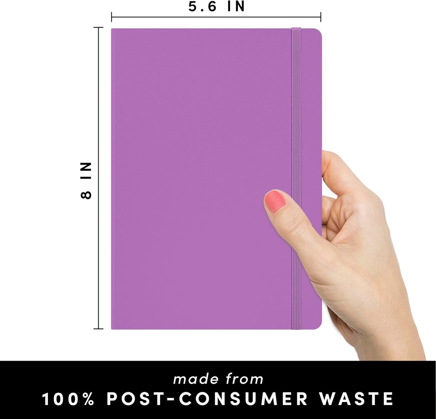 PAPERAGE Recycled Blank Journal Notebook, (Lilac), 160 Pages, Medium 5.6 in x 8 in - 100 GSM Thick Paper – Hardcover Journaling Notebook for Work, School, Note Taking or Sketching