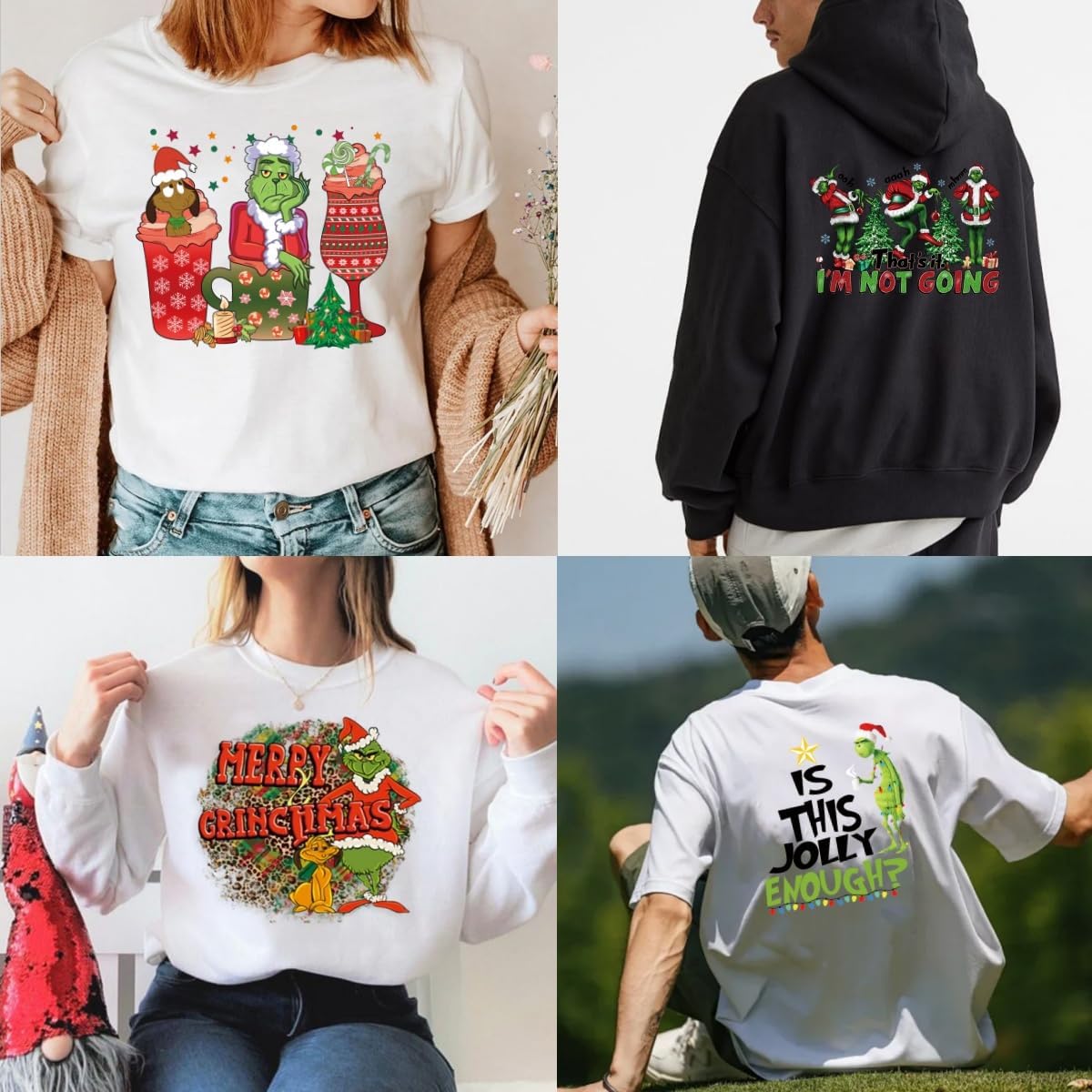 Christmas Iron on Decals Transfer, Funny Christmas Heat Transfer Stickers Iron on Patches for Clothes T-Shirts Pillow Cover Hoody Bag Xmas DIY Craft Supplies Vinyl Stickers (12PC-A)