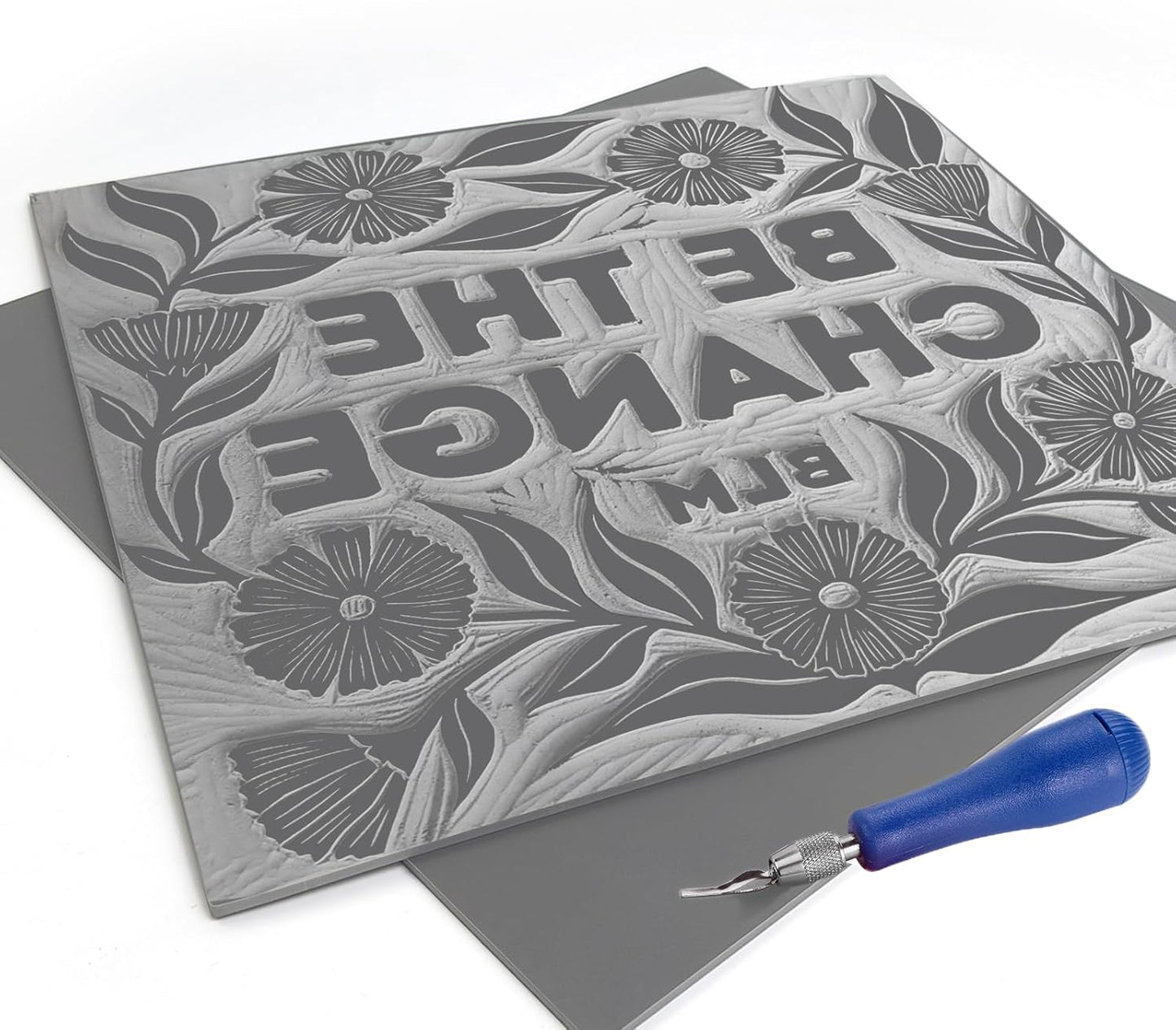 Falling in Art 12 * 12 Linoleum Carving Blocks, 2 Pack Soft Stamp Rubber Blocks for Crafts and Artists Printmaking, Gray,1/8" Thick