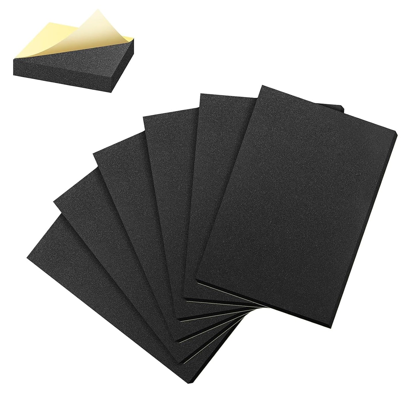 6 Pcs Adhesive Padding, 12in X 8in X 1/2in Closed Cell Foam Sheet, Anti-Slip Neoprene Rubber Pad, 1/2" Thick Sticky Foam, Soundproof and Anti Vibration