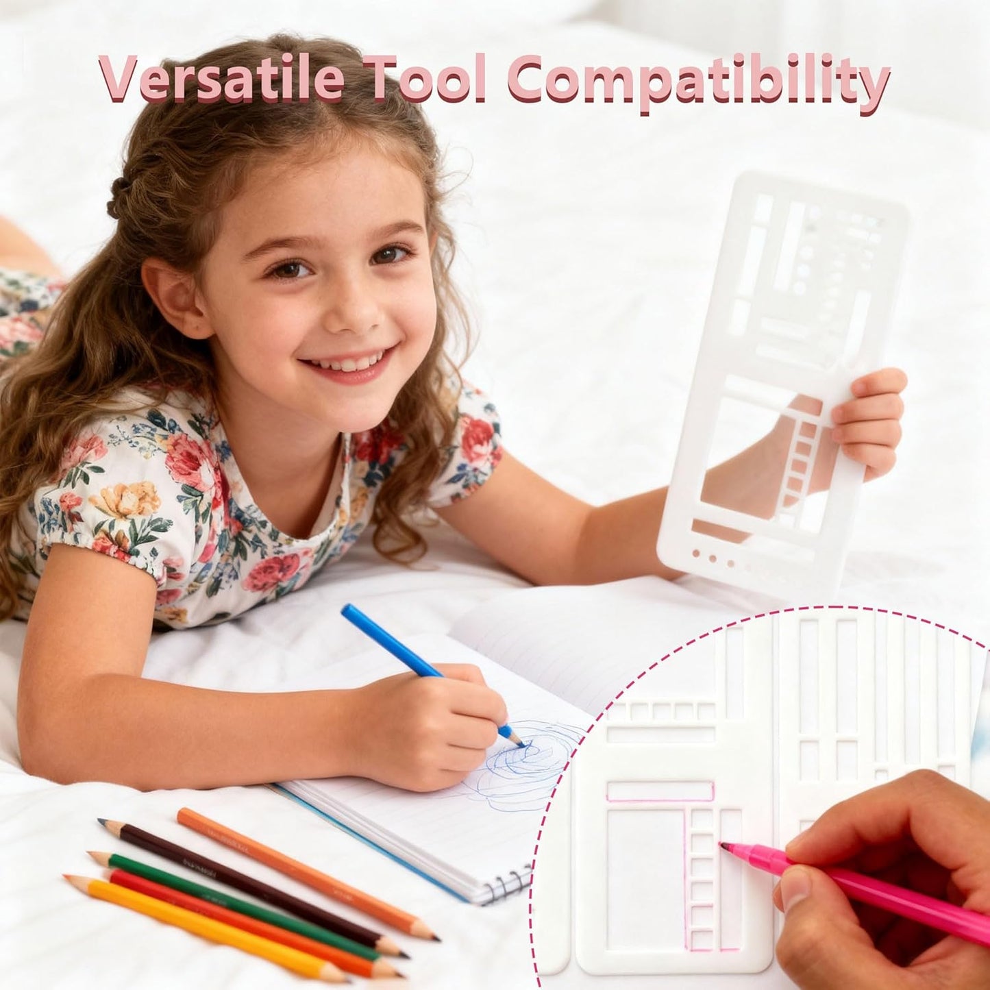 3 Pcs Journal Stencil Set – Reusable Flexible Templates for Dotted Journals & Planners, Drawing & Lettering Aids for DIY Checklists, Calendars, Scrapbooking & Daily Tracking (C)