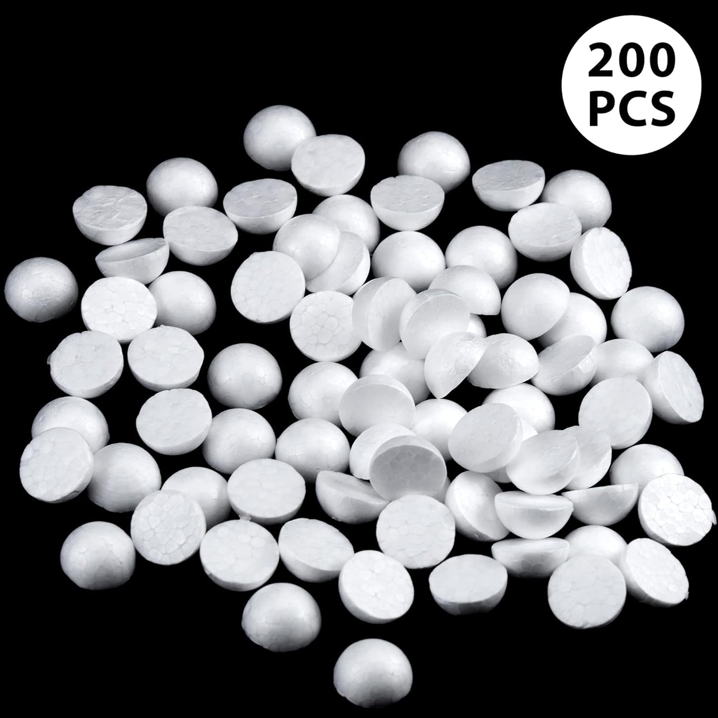 200 Pack Half Foam Balls 0.8 Inch Half Sphere Solid Blank Foam Balls for Art Decoration Polystyrene Hemispherical Small Craft Foam Balls for Easter Sphere Foam Ball for School DIY Projects