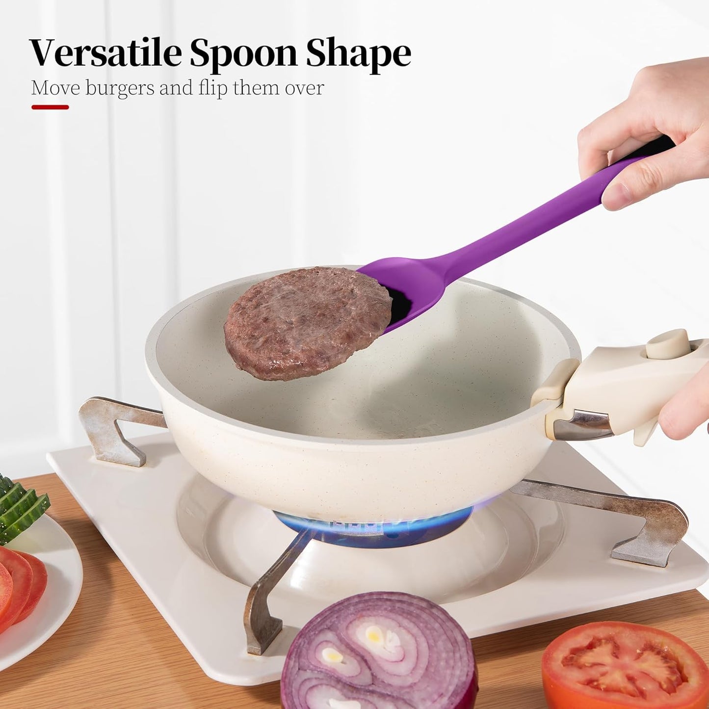 Heat Resistant Silicone Spatula Set of 4, Luxiwise 600ºF High Temp Baking Scraper Cooking Utensils Non-Stick BPA-Free for Seamless Mixing, Folding, Scraping with Rubber Kitchen Essentials (Multi-5)