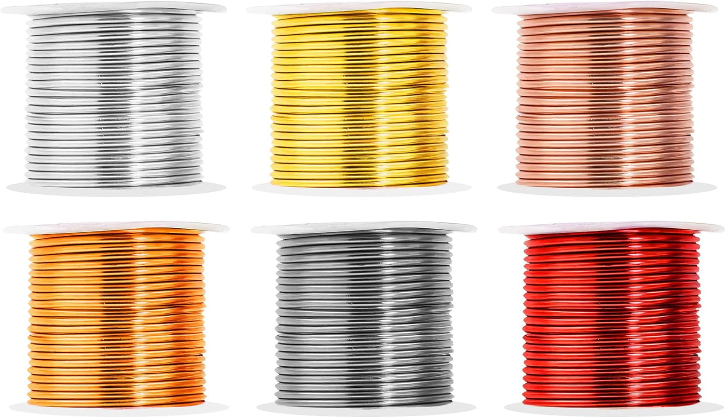 Mandala Crafts 13 Gauge Anodized Aluminum Craft Wire for Jewelry Making - 300 FT Colored Flexible Silver Copper Light Gold Gray Gold Red Wire - Bendable for Bonsai Armature Crafting Sculpting