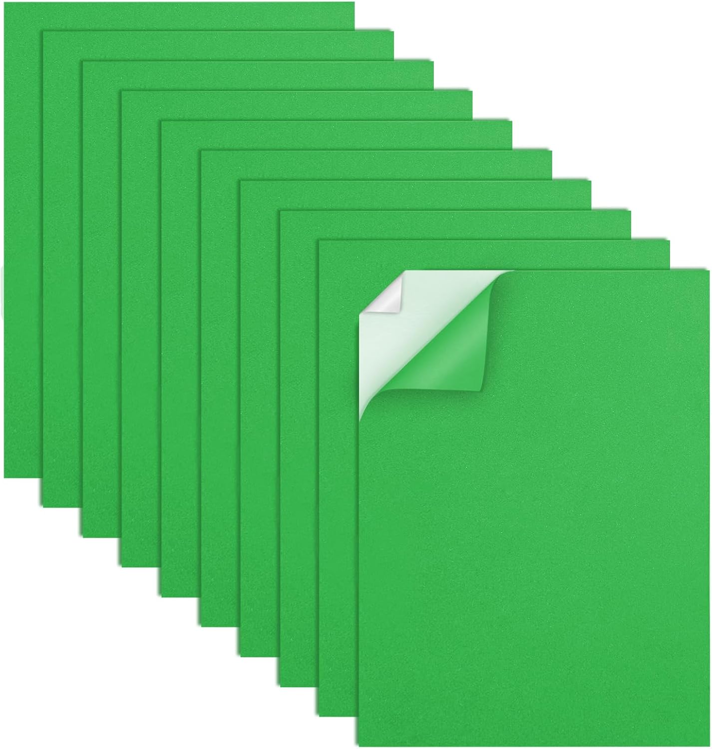 MEARCOOH Self Adhesive Foam Sheets, Green 9x12 Inch 2mm Sticky Eva Foam Paper for Crafts Cardmaking Photo Frames Classroom Scrapbooking Christmas Crafts (Green 10 Sheets)