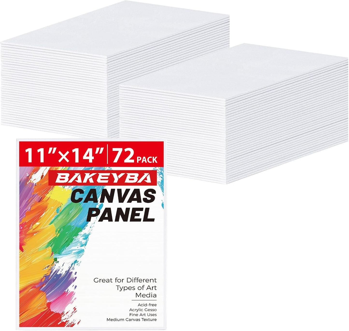 Canvas Boards for Painting 72 Pack 11x14 Inch Canvas Panels, 100% Cotton White Blank Art Supplies for Acrylics Oil Watercolor Tempera Paints