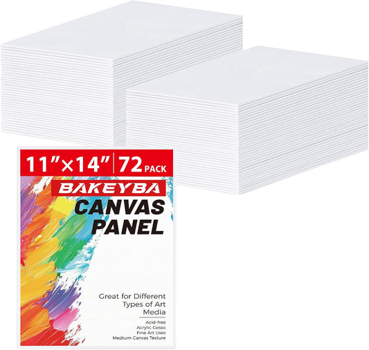 Canvas Boards for Painting 72 Pack 11x14 Inch Canvas Panels, 100% Cotton White Blank Art Supplies for Acrylics Oil Watercolor Tempera Paints
