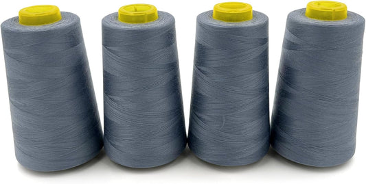 Tortoise 4 Cones of 3000 Yards Each Spool Thread for All Purpose, Quilting, Serger, Overlock Sewing Machines - 100% Polyester - Mid-Grey
