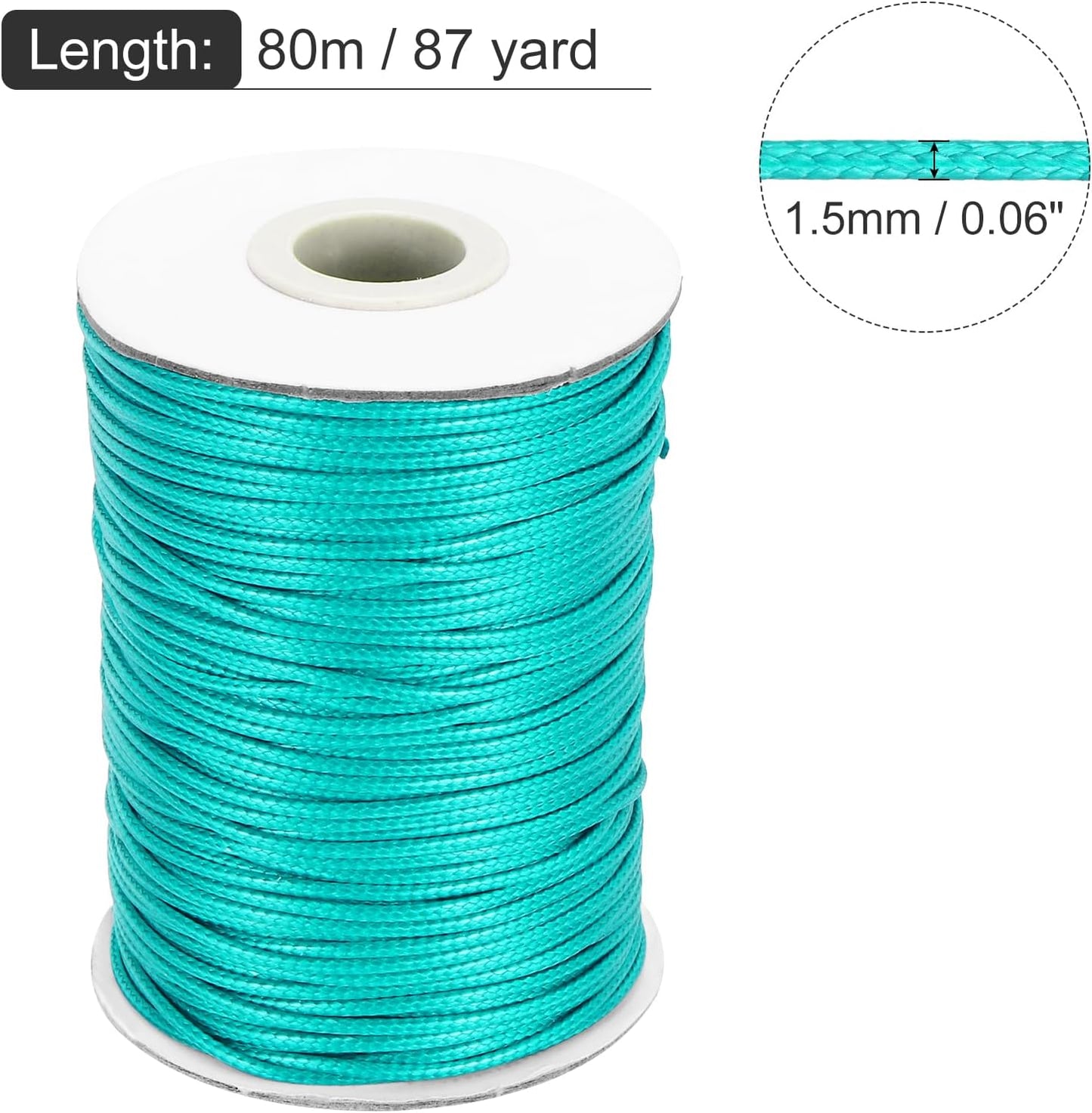 MECCANIXITY Waxed Cord 1.5mm Waxed Thread 87 Yard Wax String Leather Cord for Bracelet Making, Necklaces, Beading, Jewelry Making and DIY Crafts(Light Green)