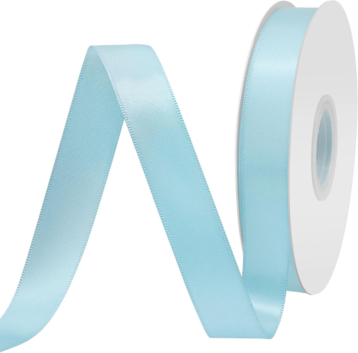 lt Blue Satin Ribbon 3/4" X 50 Yards Solid Color Double Faced Ribbons Perfect for Crafts Wedding Decor Bow Making Arts Sewing and More