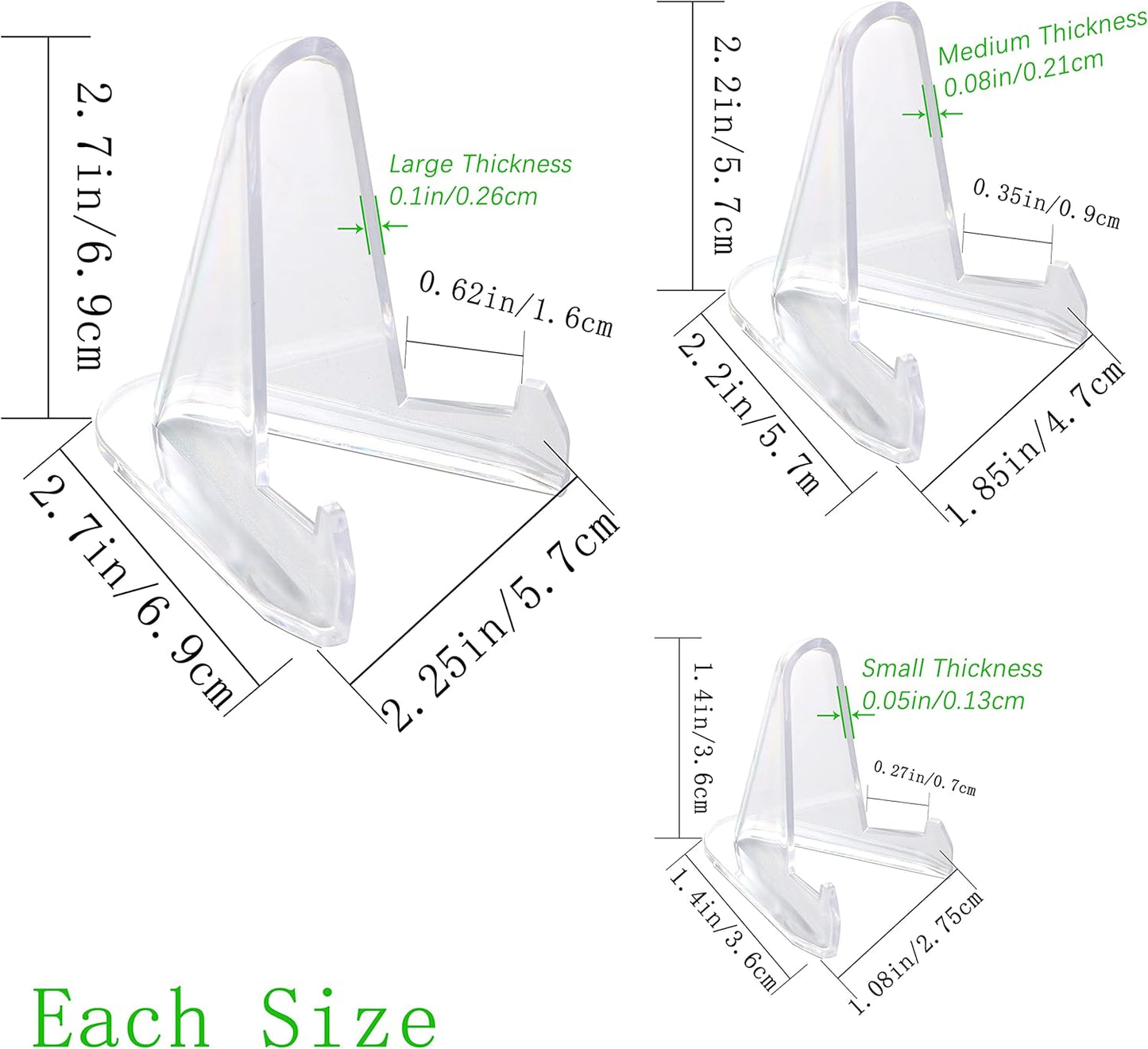 36 Packs(3 SIzes) Acrylic Easel Stands Display Stands/Plate Stands Coin Display Easel Holder for Air-Tite Coins Pocket Watches Capsules Challenge Medals Casino Chips , Photo Display,Baseball Sports