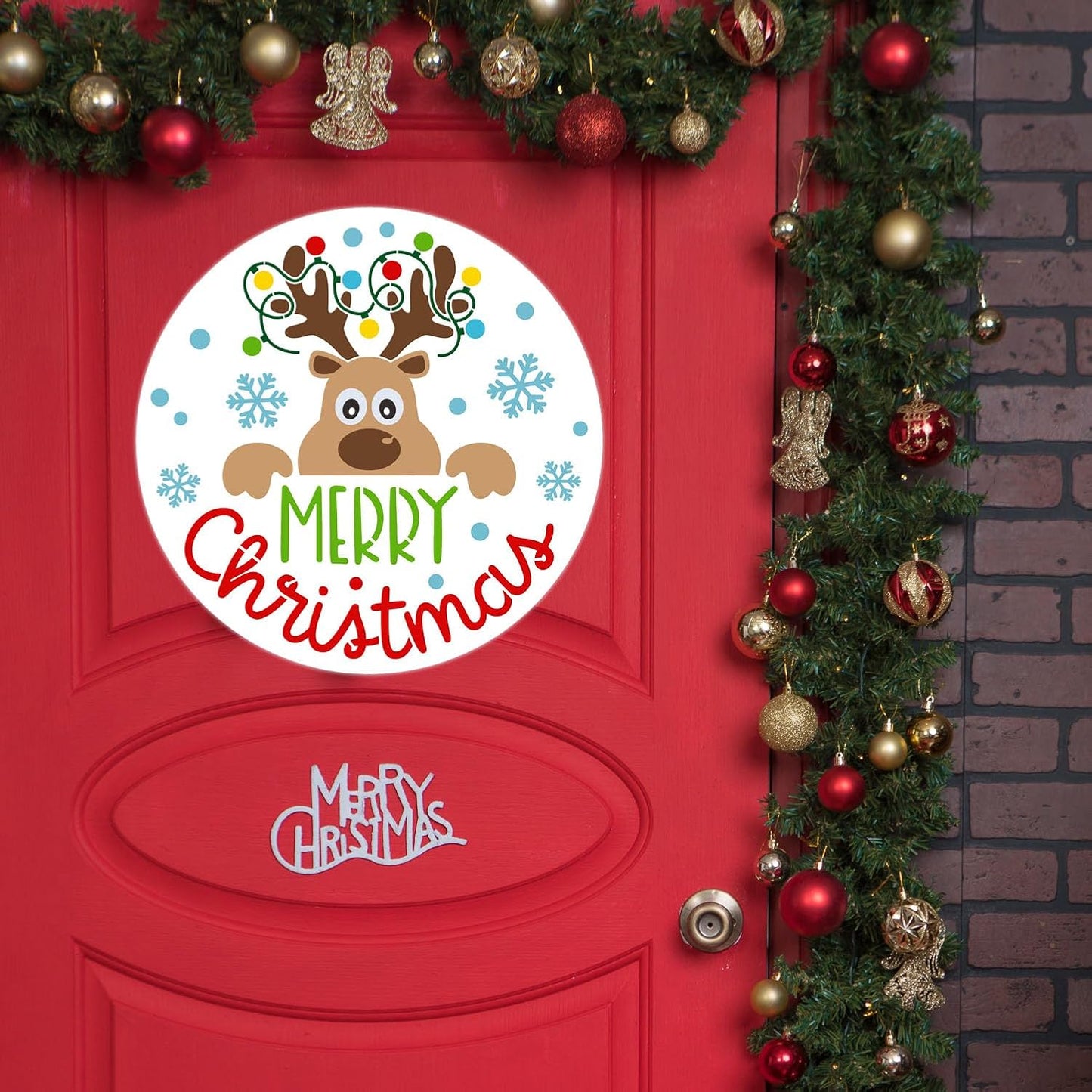 Christmas Stencils for Painting on Wood 12” Christmas Stencil for Crafts Reusable Xmas Holiday Stencil Round Believe Snowman Templates for Porch Door Decor