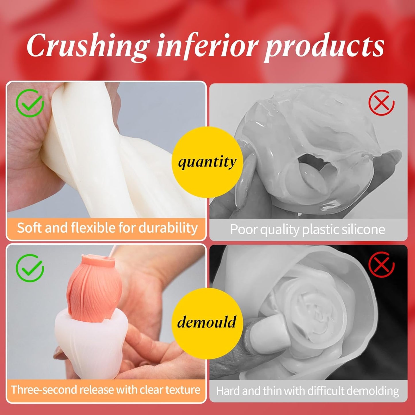 2Pcs Tulip Silicone Candle Flower Wax Mold Silicone for Candles Resin Making Molds Moldes De Silicona para Hacer Velas Artesanales De Silicona,for Making Mothers Day Gifts for Mom Daughter