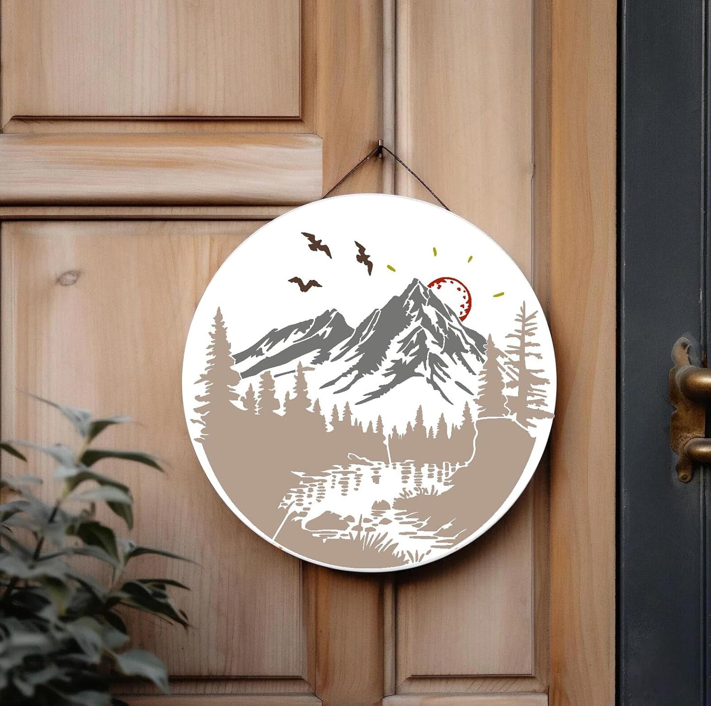 Mountain Tree Stencils for Painting 12” Forest Animal Stencils Pine Tree Stencil Reusable Drawing Templates for Wood T-Shirt Fabric DIY Crafts