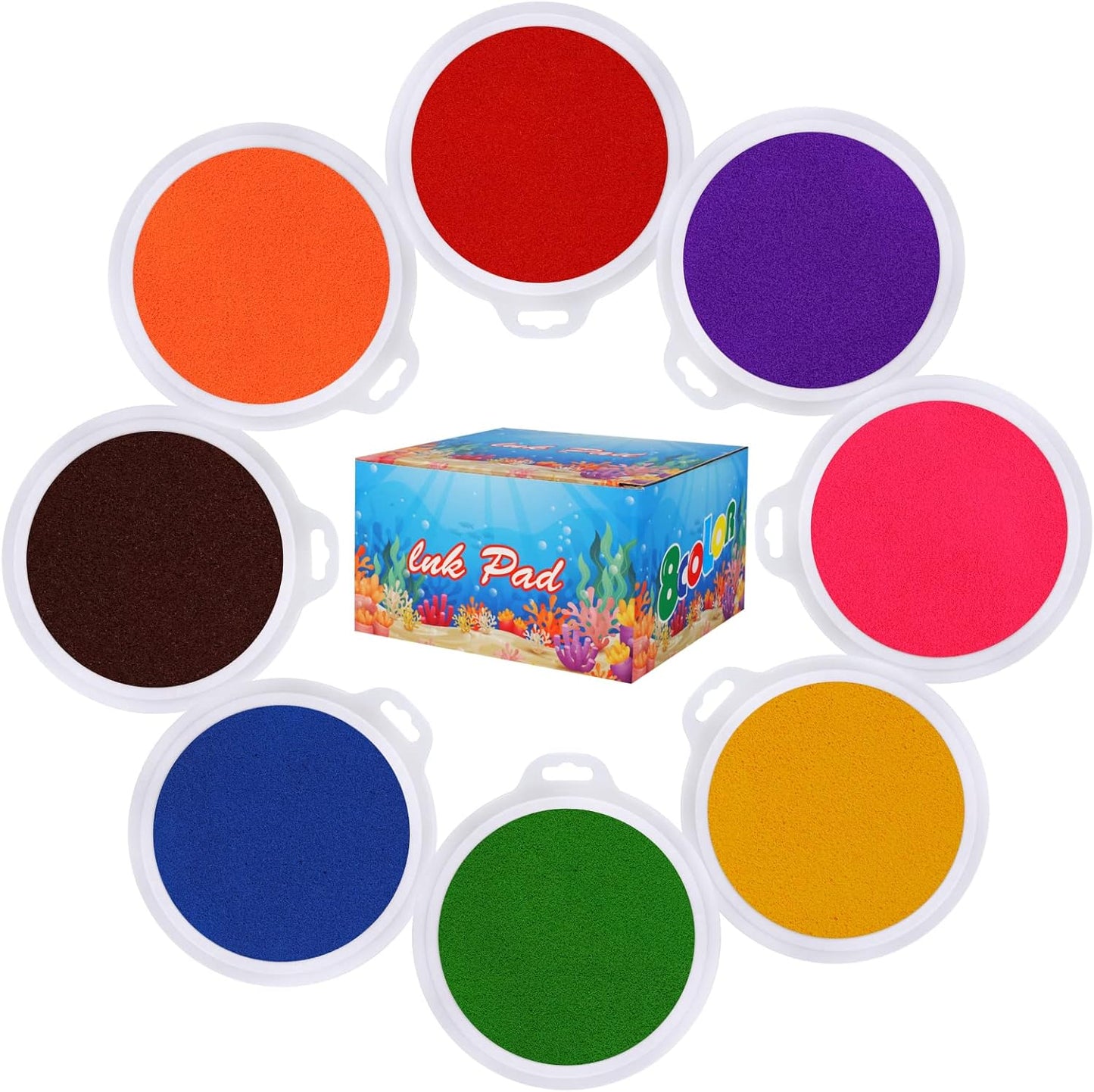 Cmysteries 8 Pack 7.1" Large Ink Pad for Rubber Stamp Partner DIY Color, Rainbow Finger Stamp Pad for Rubber Stamp Crafting Paper Wood Fabric Scrapbook