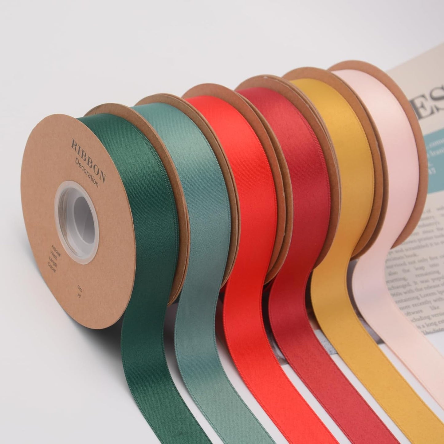 Double Side Satin Ribbon, Continuous 20 Yards,Use for Craft Bows Bouquet, Gift Wrapping, Wedding Decoration, Floral Arrangement (Yellow, 1-1/2 inch)