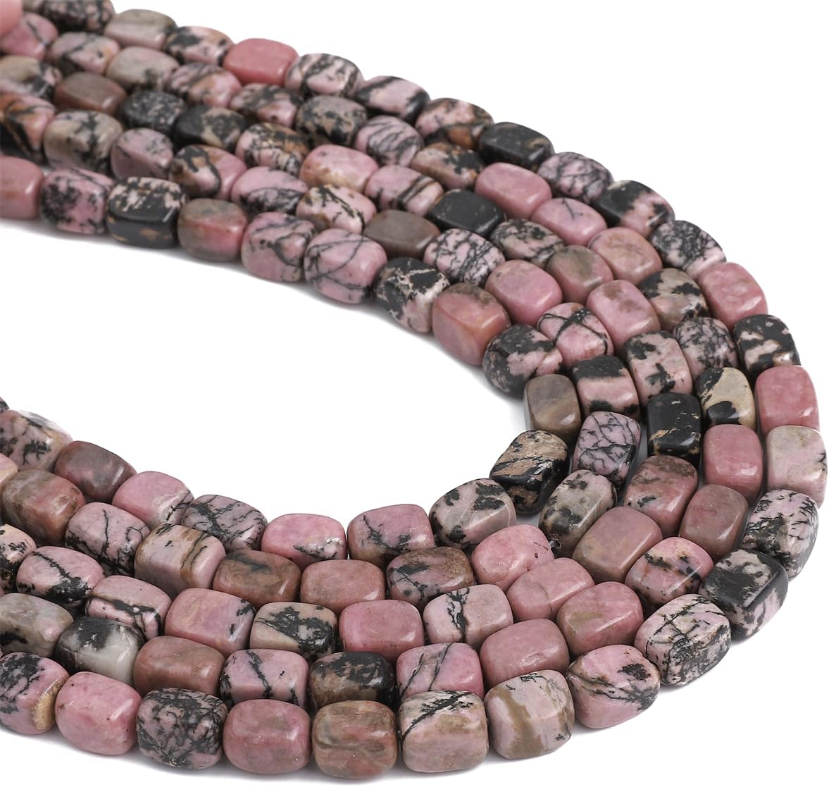 Natural Rhodochrosite Cuboid Stone Loose Semi Gemstone Beads for Jewelry Making 8mmx12mm 38cm/Strand