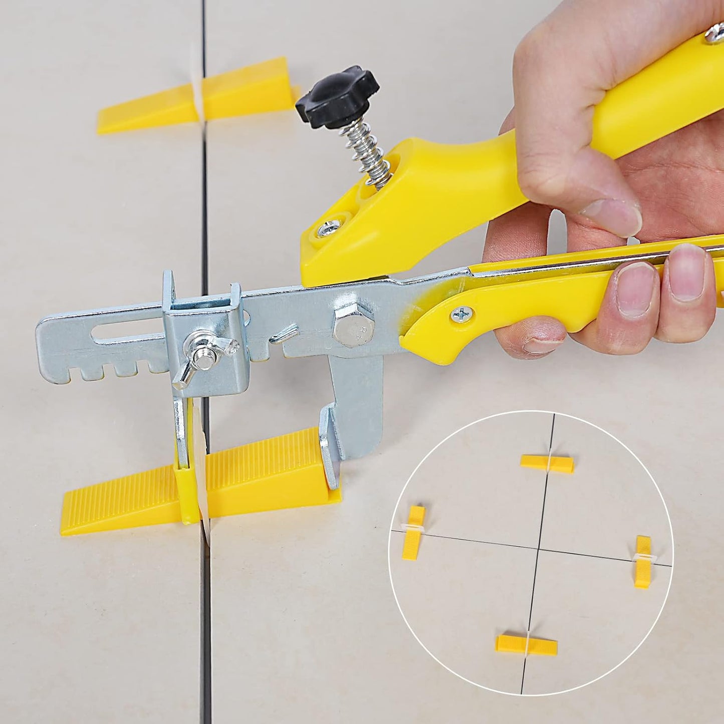 Tile Leveling System with Plier 600Pcs Piece Spacers Clips 200Pcs Piece Reusable Wedges and 1 Rubber Mallet Tile Tools Set for Stone Installation (1/32"(1.0 mm))