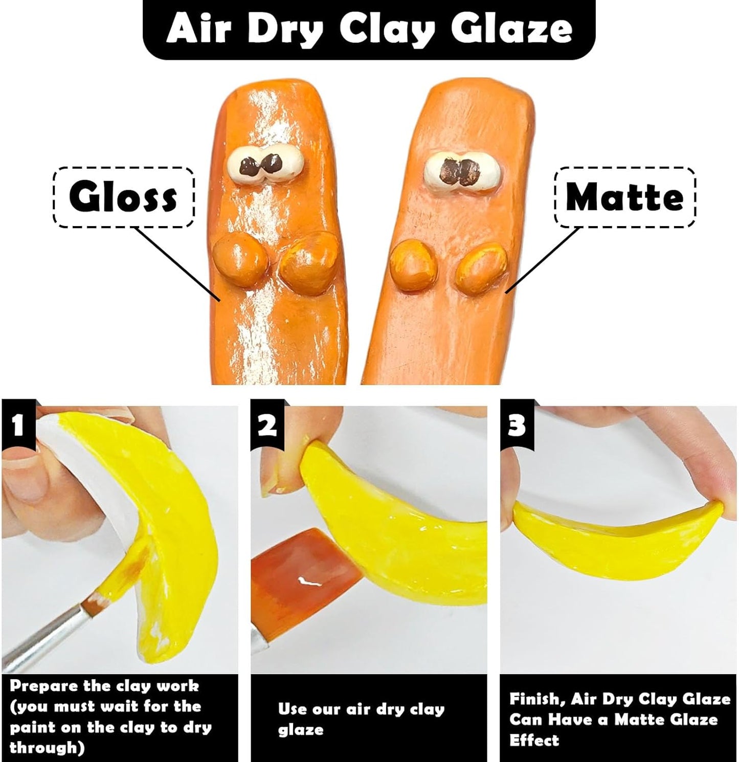 EIGTWEN 100ml Air Dry Clay Glaze and 29pcs Clay tools kit, Matte Clay Varnish Protects Clay from Surface Wear, Pottery Tools Can be Used for Stippling, Carving, Molding, and Shaping Clay Crafts(Matte)