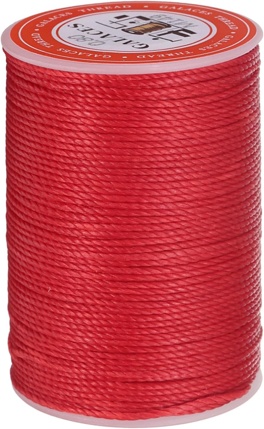 uxcell Round Leather Sewing Waxed Thread, 55m / 60 Yards Wax Polyester String, 0.8mm Waxed Stitching Cord for Leather Crafts, Bookbinding, Bracelets Braided, Red