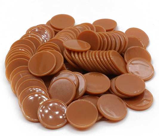 Set of 100 Opaque Plastic Learning Counters Mini Poker Chips Game Tokens with Storage Box (Chocolate, 1.58 Inch)
