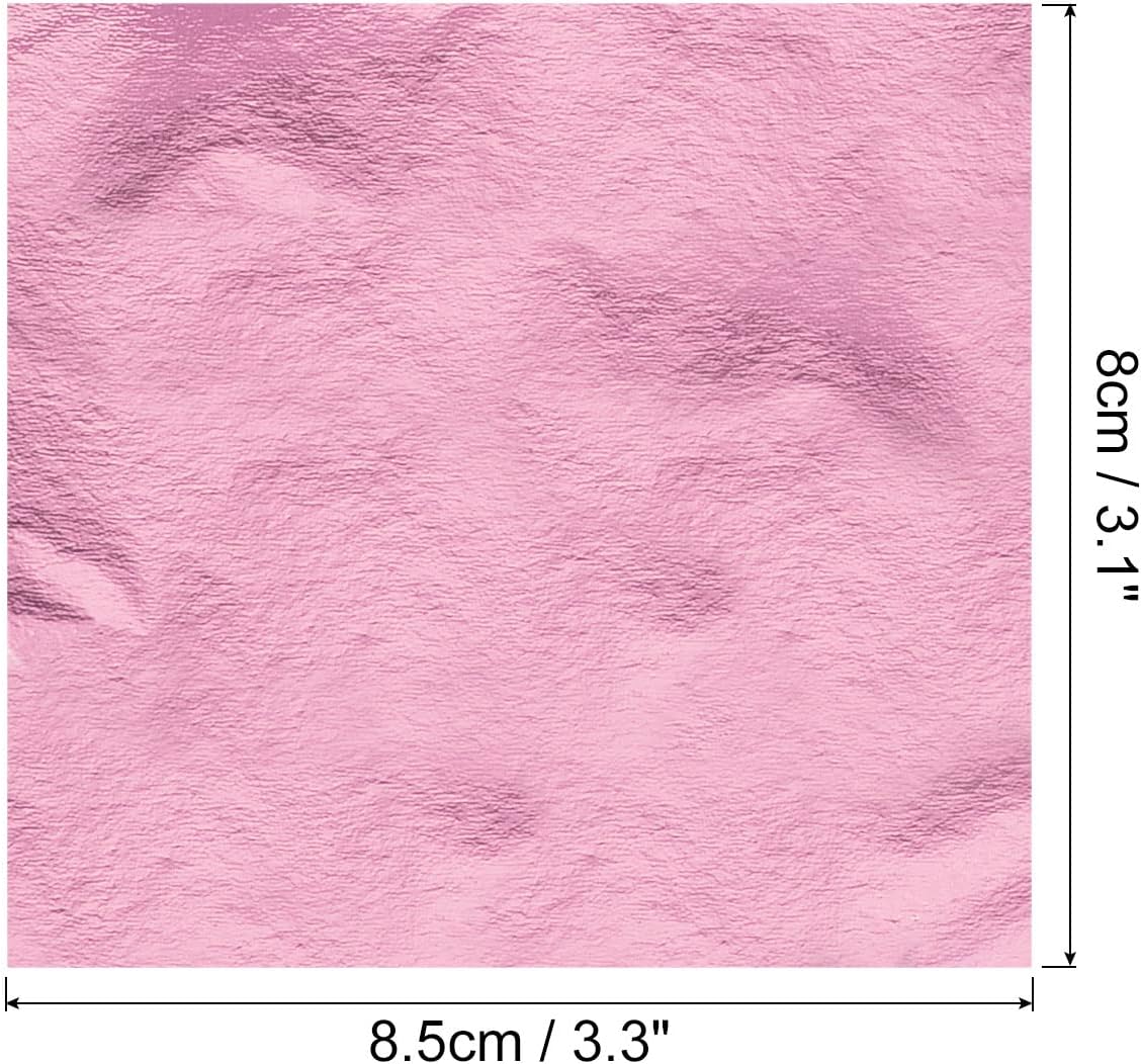 MECCANIXITY Gold Leaf Foil Sheet, Rose Red Leaf Papers, 3.3 x 3.1inch for Art Decoration, Sculptures, Painting, Pack of 100