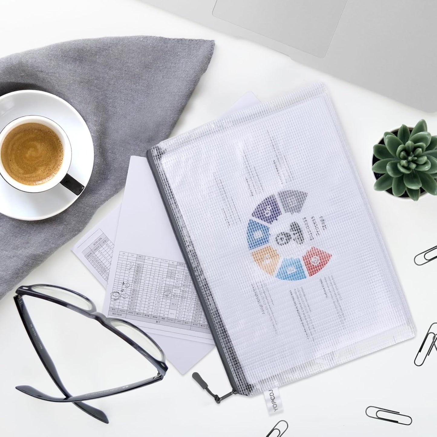 24pcs Mesh Zipper Pouches, A3 Size 17 x 12 inches Waterproof Black Zipper Bags, Water-Resistant Plastic Zipper Pouch for School Office Supplies, Puzzles & Games Organizing Storage