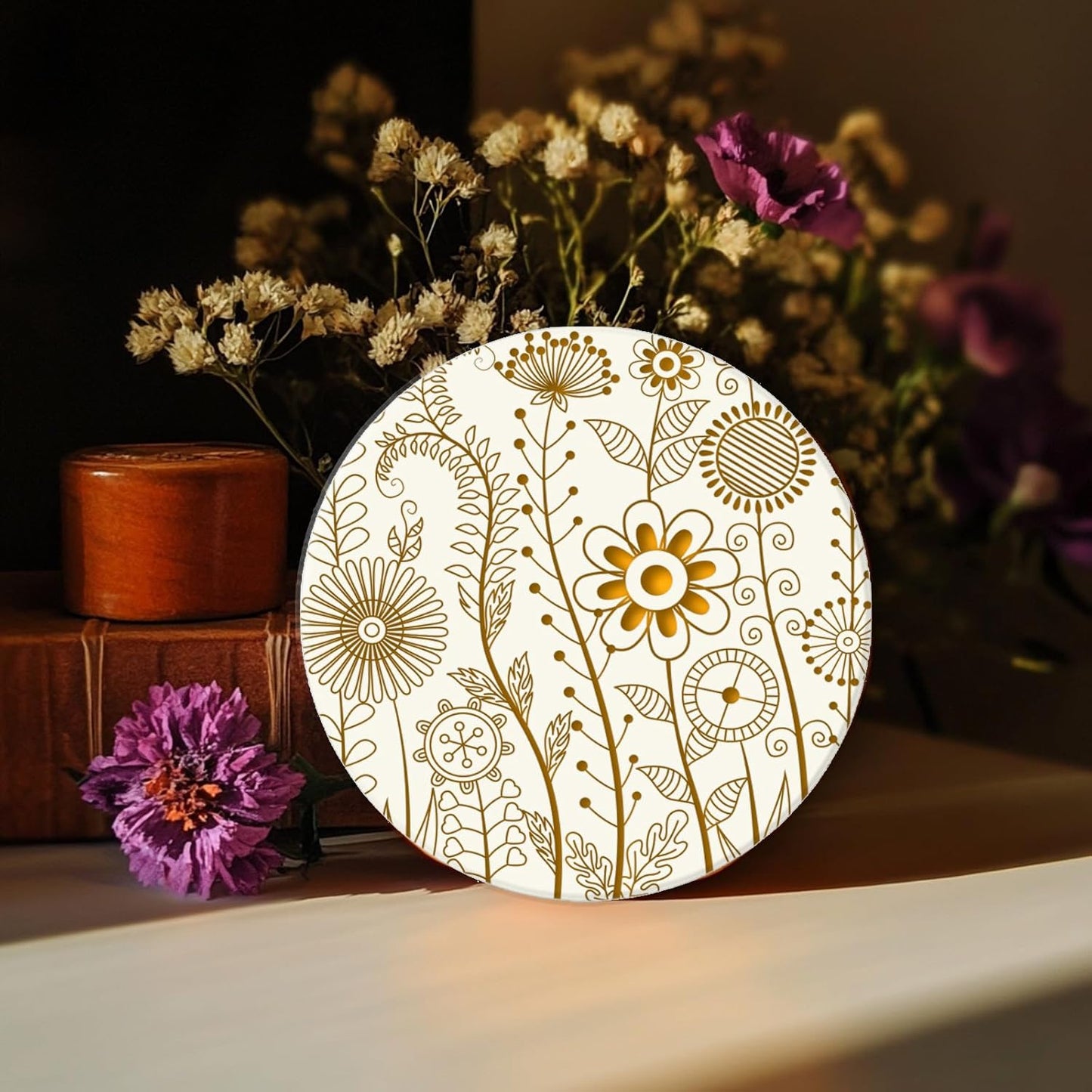 CHGCRAFT Abstract Wildflowers Polymer Clay Texture Sheets Geometric Flowers Silicone Stamp Clay Texture Mat Modeling Pattern Pad Texture Sheets for Jewelry and Clay Earrings Tools, 5.5x5.5 inch