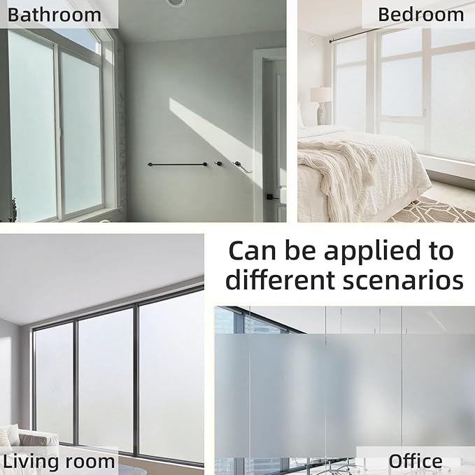 Frosted Glass Window Privacy Film Decorative, Bathroom Window Privacy Film for Glass Windows Cover, Static Cling, Removable, Reusable, Anti-UV, Heat Blocking, with Tools 35x157inch