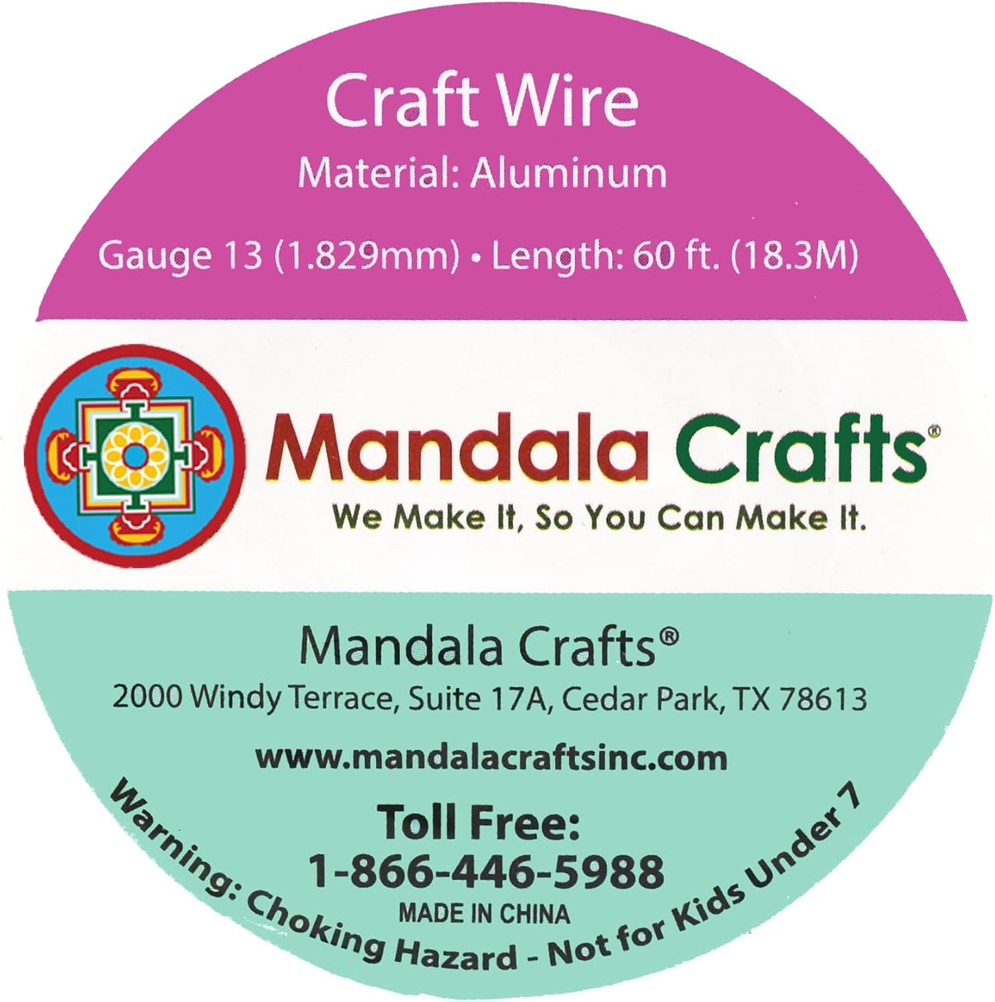 Mandala Crafts 13 Gauge Anodized Aluminum Craft Wire for Jewelry Making - 60 FT Colored Flexible True Blue Wire - Bendable for Bonsai Armature Crafting Sculpting