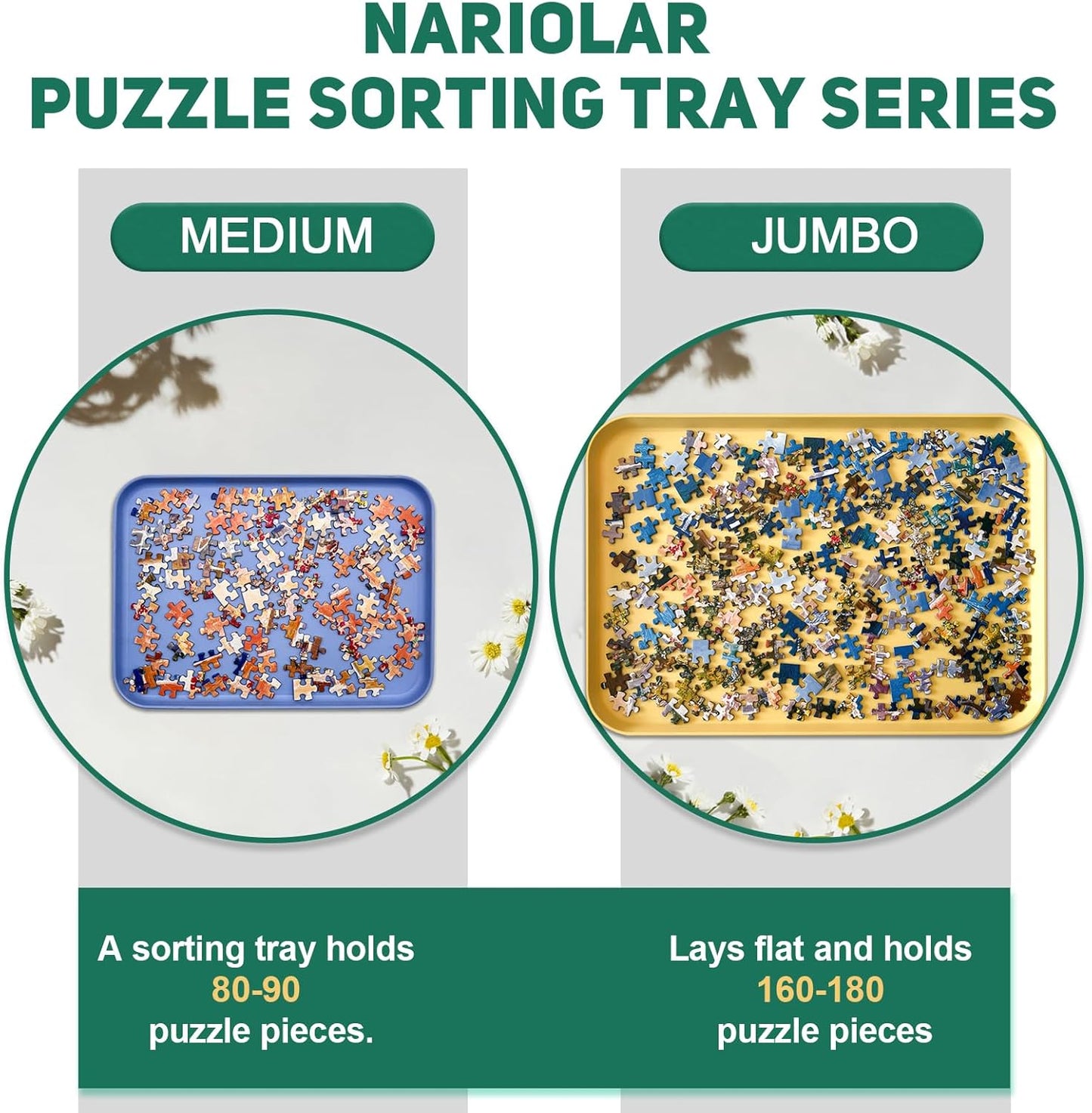 16.9" x 12" Extra-Large Puzzle Sorting Trays Stackable, 6 Pack Puzzle Sorter for Sorting 2000/3000/5000 Puzzle Pieces