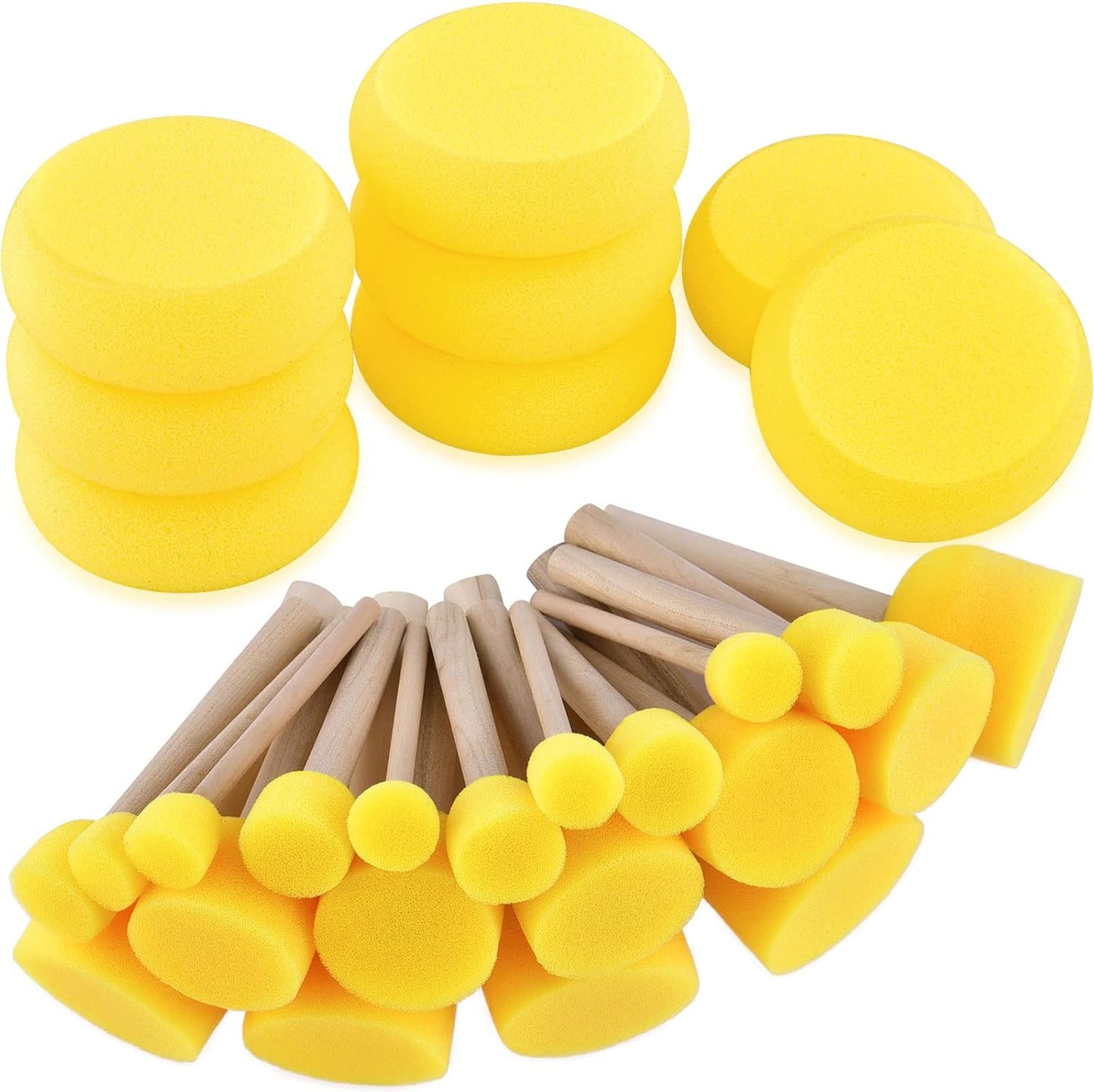 Hapeper 28 Pieces Round Sponge Brush, Artist Painting Foam Sponge for Watercolor, Crafts, Face Painting