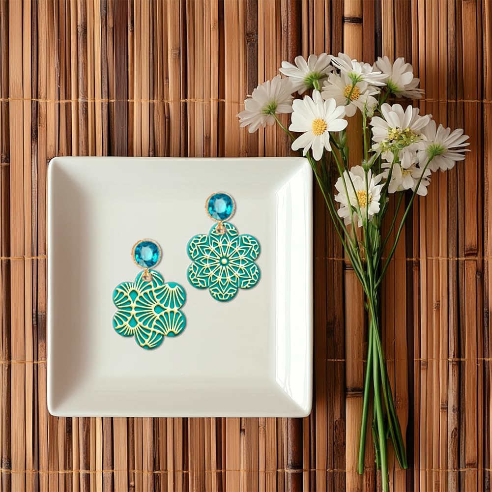 CHGCRAFT 16 Sheets Artistic Mandala Clay Texture Mat Baroque Pattern Polymer Clay Texture Sheets DIY Tools for Pottery Earring Jewelry Making Stamp Engraving Machines, 4x2.6inch