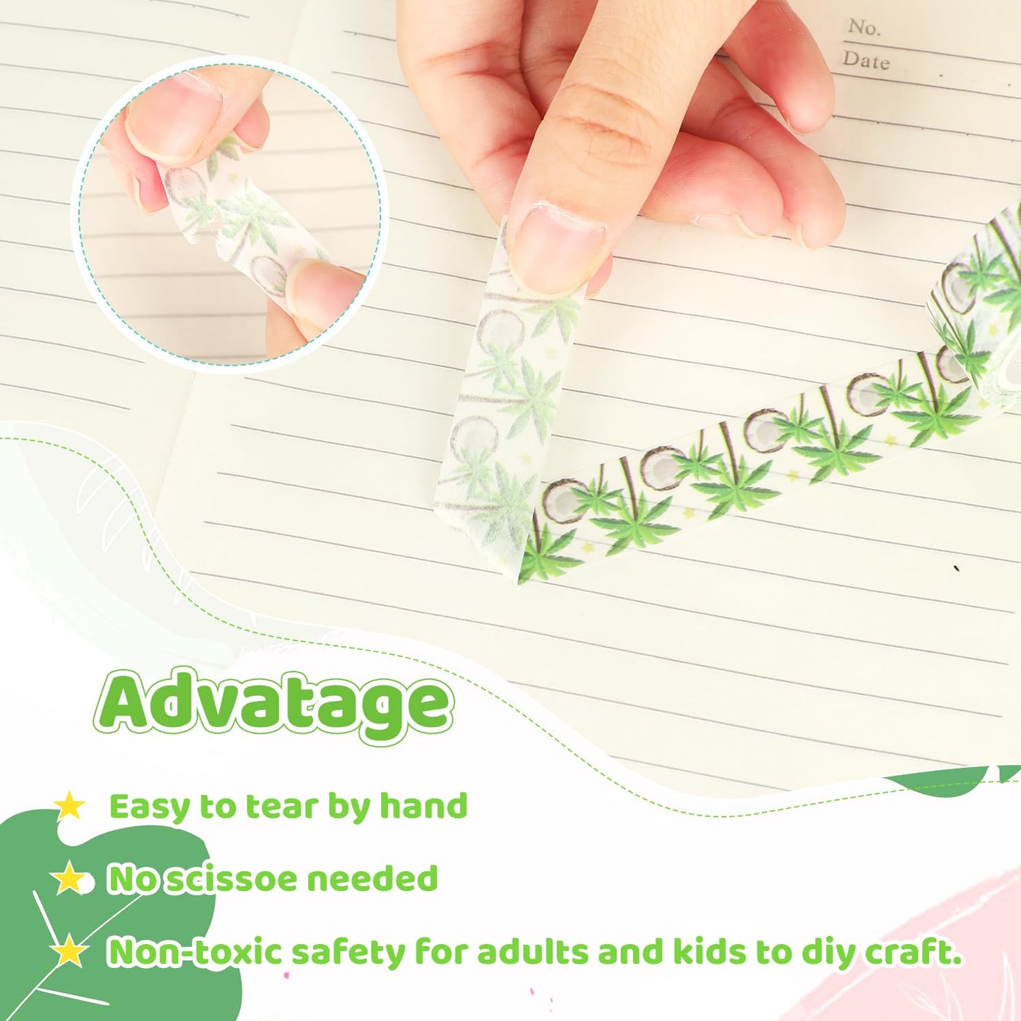 12 Rolls Fruits Washi Tapes, Hawaiian Leaves Cactus Masking Tapes, Colorful Fruits Decorative Adhesive for Scrapbook Journals DIY Craft Gift Wrapping Birthday Thanksgiving Christmas Party Decor 16.4Ft