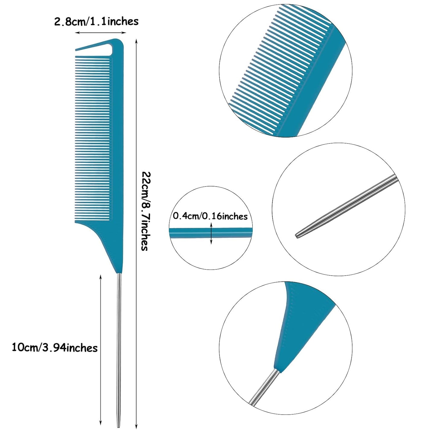 WILLBOND Magnetic Wrist Sewing Pincushion Wrist Magnetic Pin Holder Wristband Pin Cushion Holder with 3 Pcs Stainless Steel Pintail Comb Rat Tail Comb for Hair Clips Hand Sewing(Dark Blue)