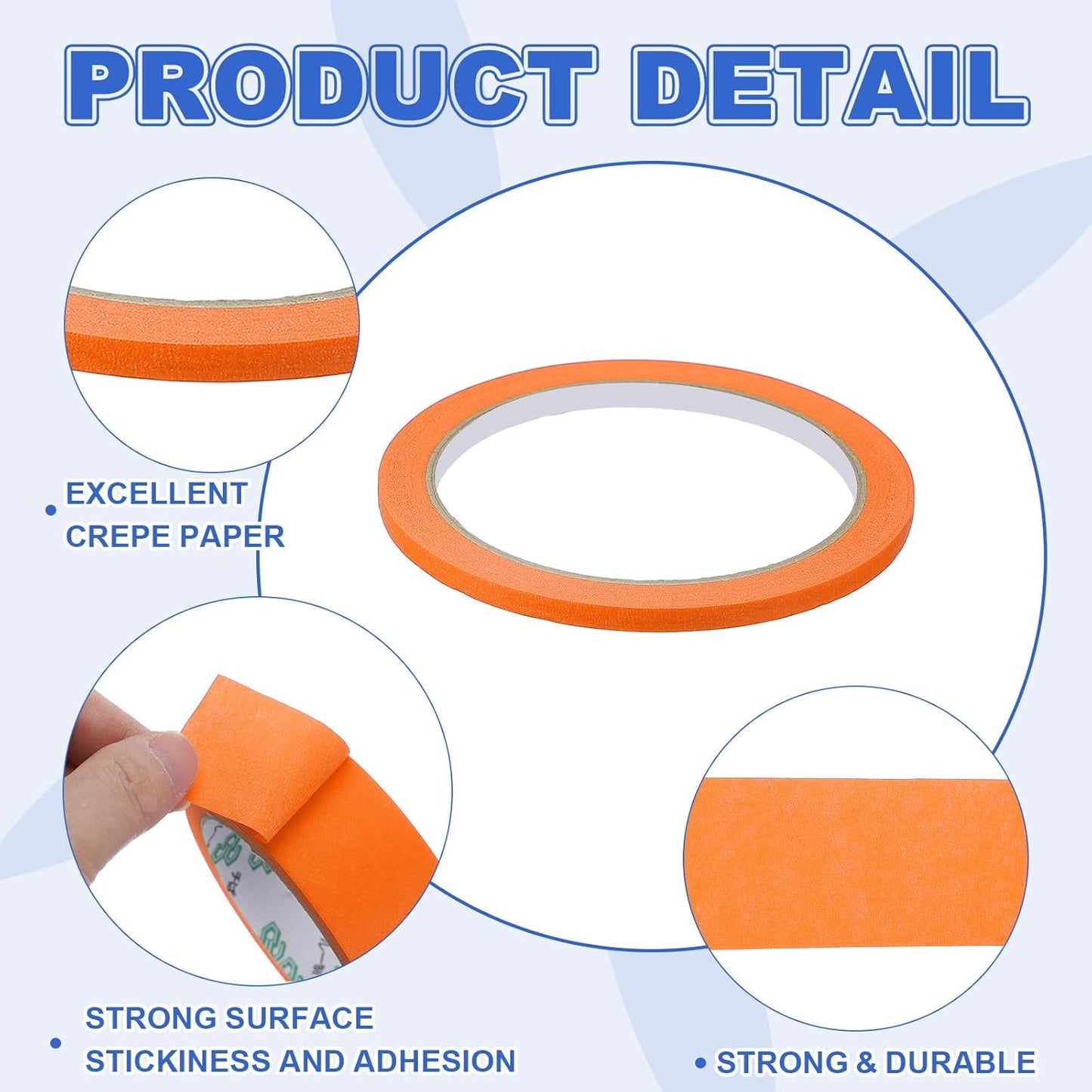 MECCANIXITY Masking Tape 0.2 Inch x 21 Yard Painter's Tape Orange Paint Tapes for DIY Crafts Arts Drawing Decoration Labeling Car Painting Artist Teachers, Pack of 6