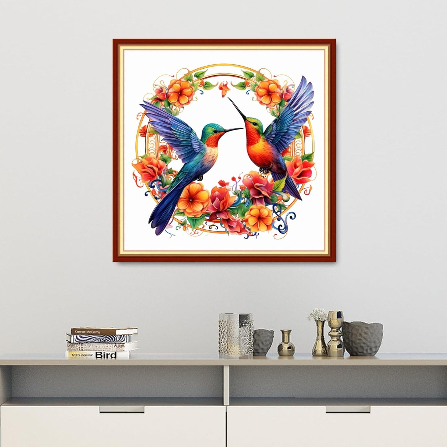 Dooxvey Cross Stitch Kits for Adults Beginners,Full Range of Cross-Stitch Stamped Kits Needlepoint Kits for Beginners Embroidery Kits 11CT Cross Stitch Patterns-Hummingbird Wreath 18x18 inch