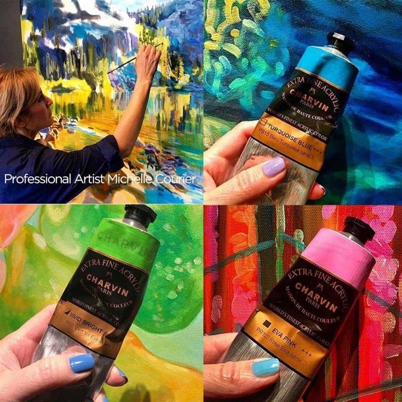 Charvin Extra Fine Professional Acrylic Paint - French Yellow Primary, 60ml Tube, Triple-Milled, Lightfast Pigments, Open Stock Artist Acrylic Paints in Nature-Inspired Hues