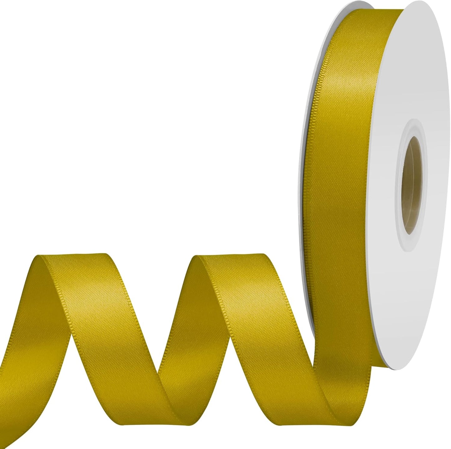 Gold Satin Ribbon 3/4" X 50 Yards Solid Color Double Faced Ribbons Perfect for Crafts Wedding Decor Bow Making Arts Sewing and More