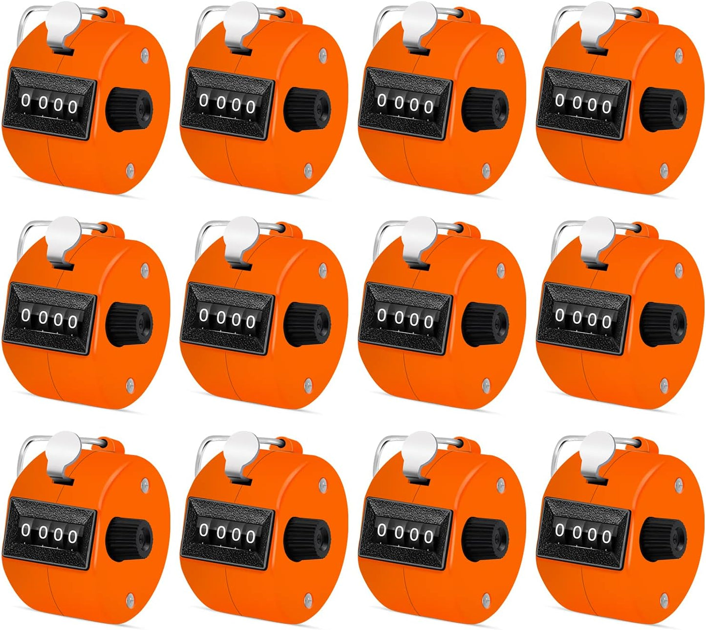 12 Pcs Hand Tally Counter 4-Digit Lap Counter Clicker, Manual Mechanical Handheld Pitch Click Counter with Finger Ring for School Golf & Knitting Row Croche